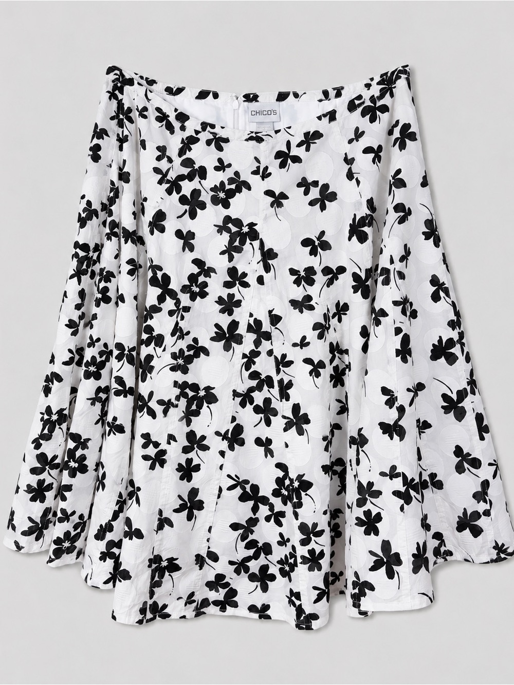 Chicos Embroidered Floral Skater Skirt XL Whimsigoth Fairy Grunge Statement